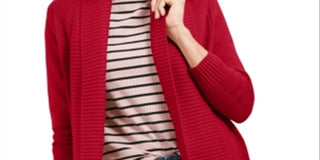 Charter Club Women's  Shawl Collar Mixed-Stitch Sweater Red Size Petite Small