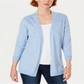 Karen Scott Women's Ribbed Yoke Cardigan Sweater Blue Size Small