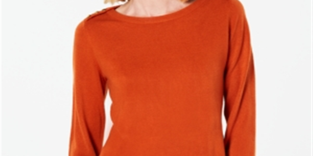 Karen Scott Women's Button Shoulder Sweater Red Size Small