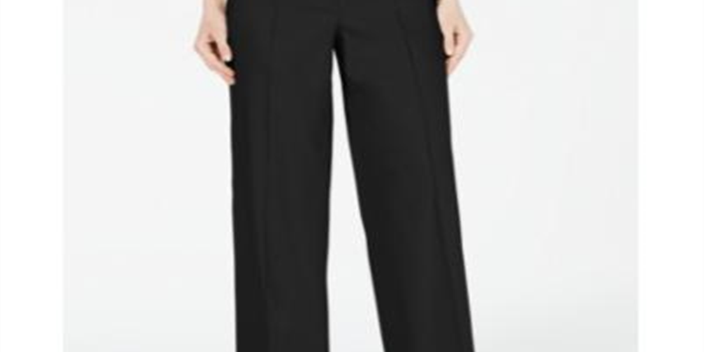 Alfani Women's Wide Leg Linen Pants  Black Size 0 Petite