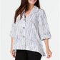JM Collection Women's Printed Crinkle Jacket White Size Medium