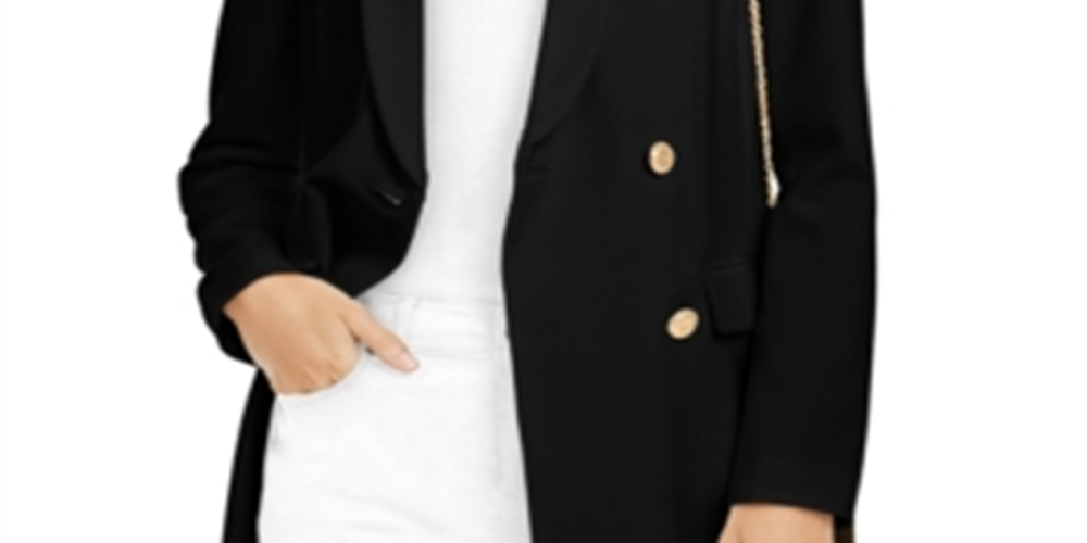 INC International Concepts Women's  Double Breasted Blazer Black Size X-Small