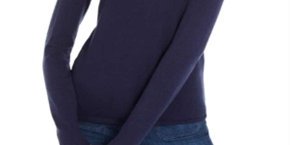 Maison Jules Women's Mock Neck Sweater Blue Size Medium