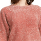 Alfani Women's Coral Embellished Eyelash Metallic 3/4 Sleeve Crew Neck Sweater Pink Size Small