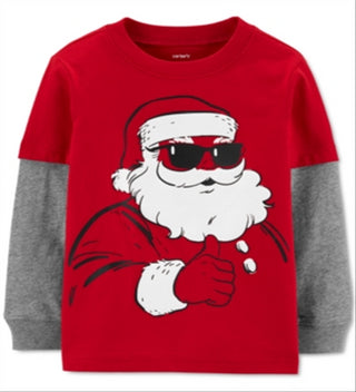 Carter's Toddler Boy's Cotton Santa Claus Thermal Top Red Size 2T