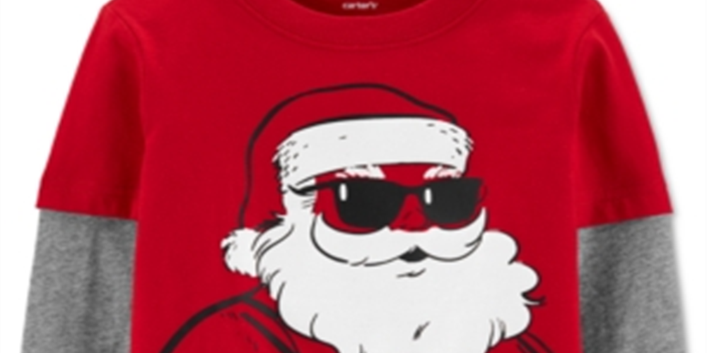 Carter's Toddler Boy's Cotton Santa Claus Thermal Top Red Size 2T