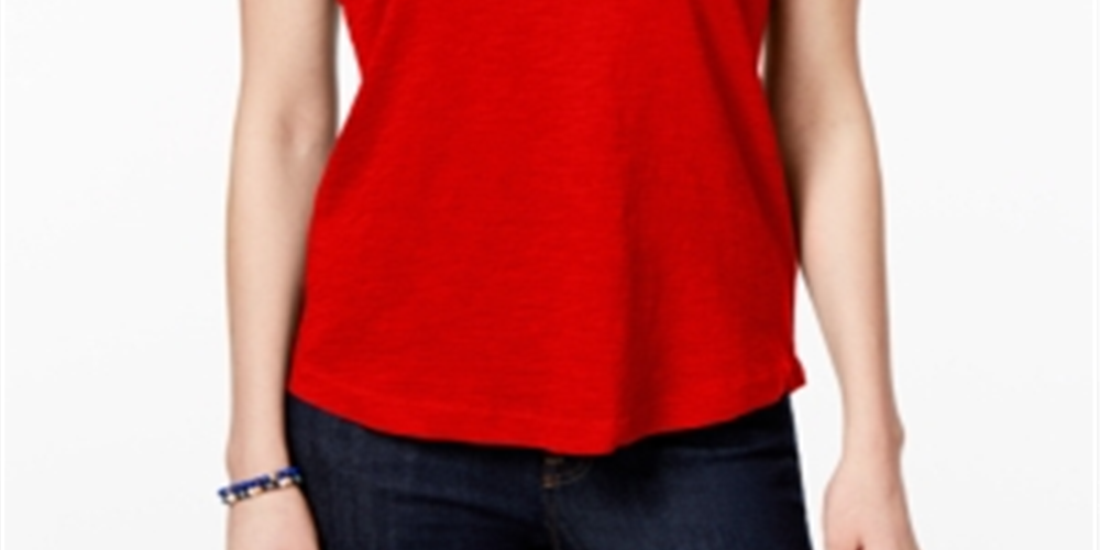 Style & Co Women's V Neck Pocket T-Shirt  Grey  Size Petite S