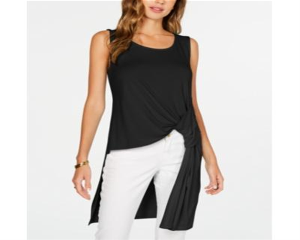 Alfani Women's Sleeveless Scoop Neck Hi Lo Top Black Size Petite XL