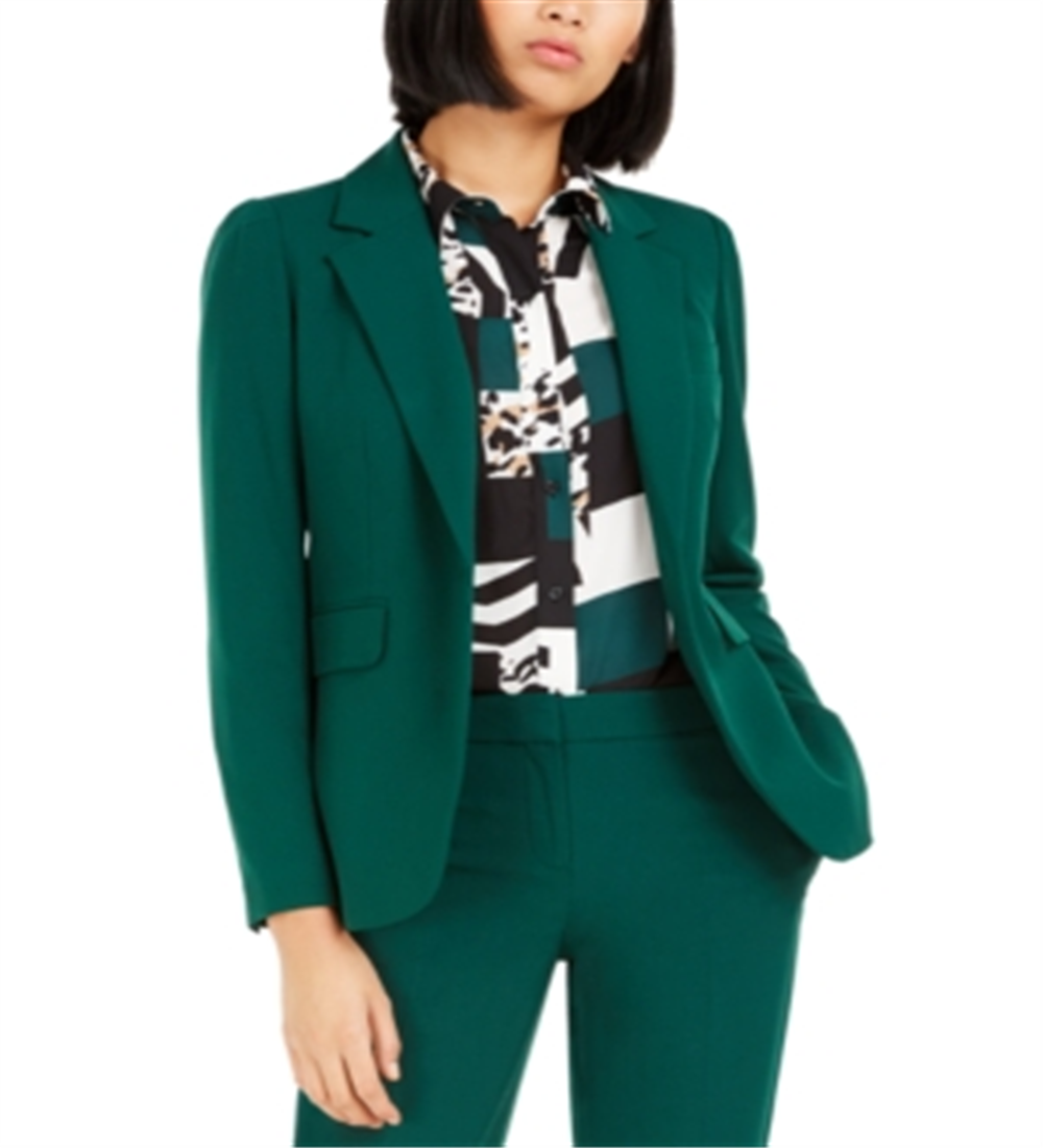 Bar III Women's One Button Blazer Bottle Green Green Size 0