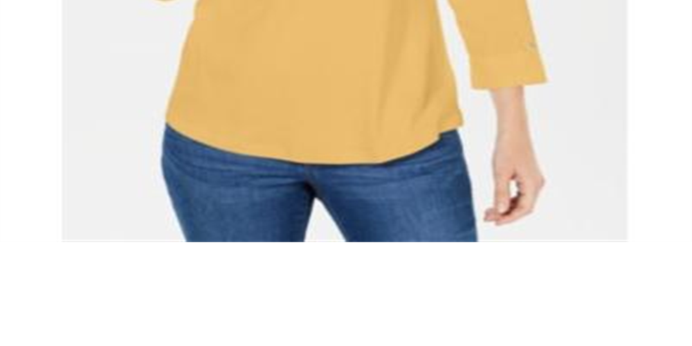 Karen Scott Women's Cotton Johnny Collar Utility Shirt Yellow Size XX-Large