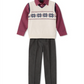 TFW Toddler Boy's 3 Pc Snowflake Vest Check Shirt & Pants Set Sweater White Size 4T