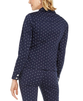 Charter Club Polka-Dot Denim Jacket Blue Size M