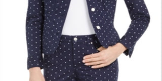 Charter Club Polka-Dot Denim Jacket Blue Size M
