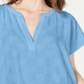 Alfani Women's Blouse Textured Split V Neck Blue Size Medium