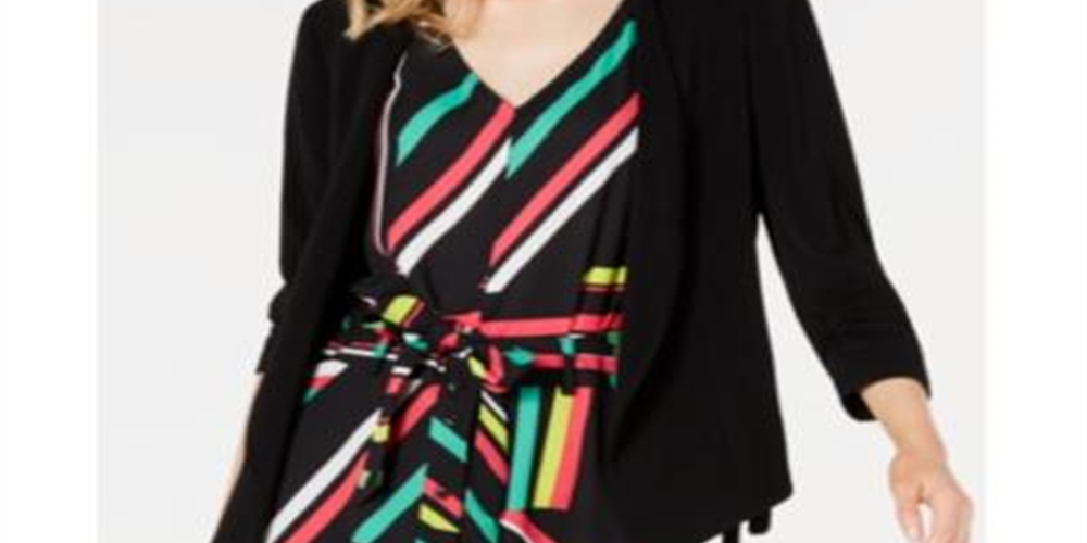 Bar III Women's Open Front Tie Side Jacket Black Size X-Small