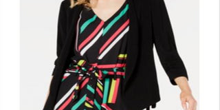 Bar III Women's Open Front Tie Side Jacket Black Size X-Small