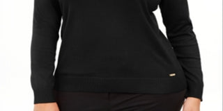 Calvin Klein Women's Solid Long Sleeve Turtleneck Top Black Size 1X