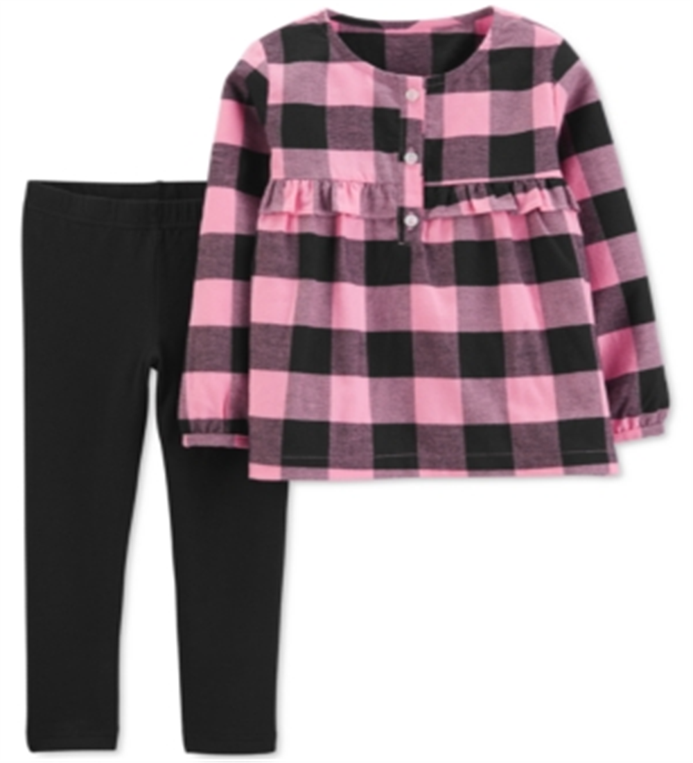 Carter's Baby Girl's 2 Pc Plaid Top & Leggings Set Pink Size 6 Months
