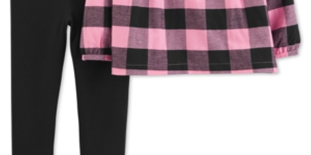 Carter's Baby Girl's 2 Pc Plaid Top & Leggings Set Pink Size 6 Months