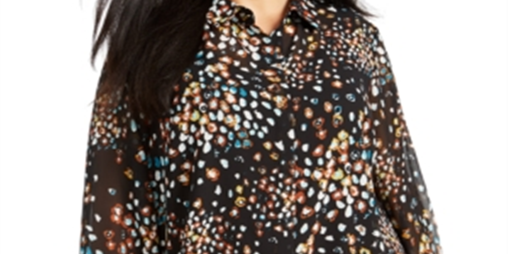 Alfani Women's Printed Blouse  Black Size 1X