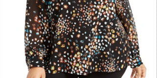 Alfani Women's Printed Blouse  Black Size 1X