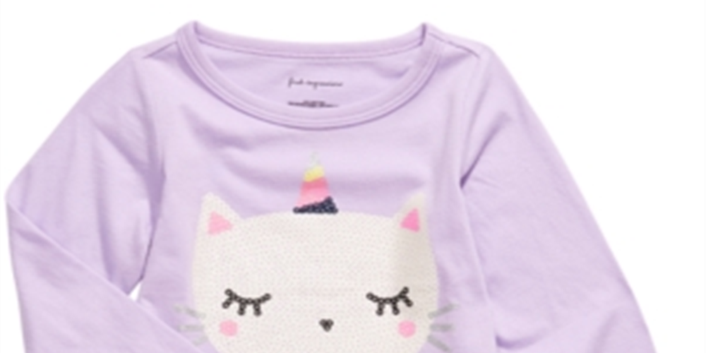 First Impressions Infant Girl's Cotton Caticorn Peplum Hem T-shirt Purple Size 3-6 Months