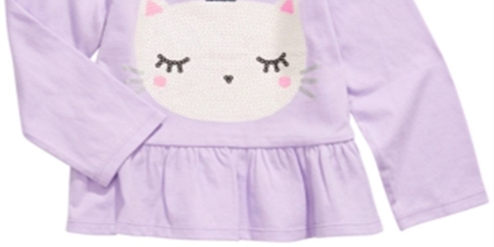 First Impressions Infant Girl's Cotton Caticorn Peplum Hem T-shirt Purple Size 3-6 Months