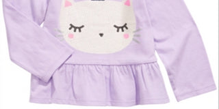 First Impressions Infant Girl's Cotton Caticorn Peplum Hem T-shirt Purple Size 3-6 Months