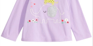 First Impressions Baby Girl's Long Sleeve Elephant T-Shirt Purple Size 6-9 Months