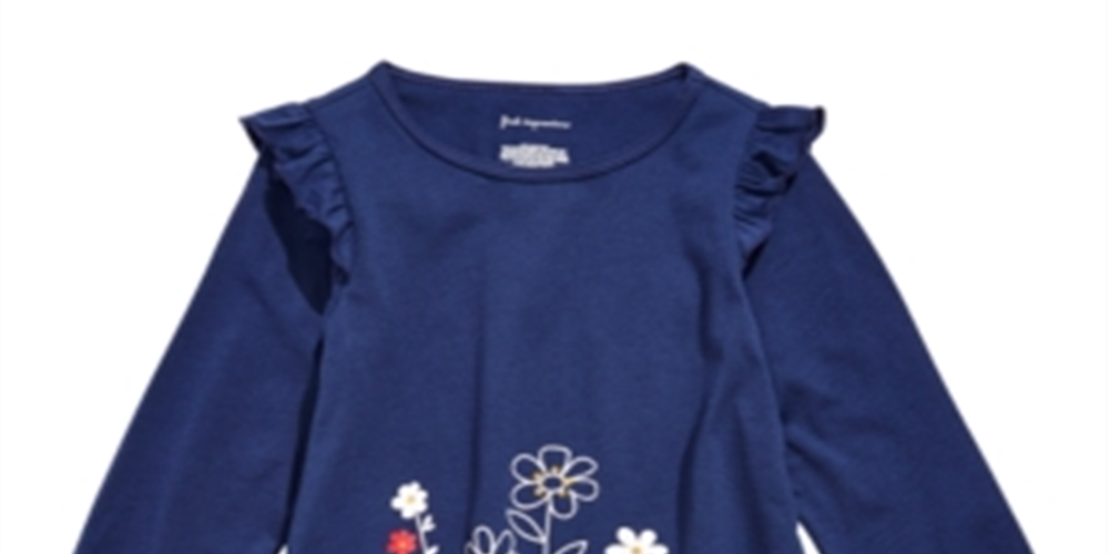 First Impressions Baby Girl's Flower Border Tunic T-Shirt Blue Size 3-6 Months