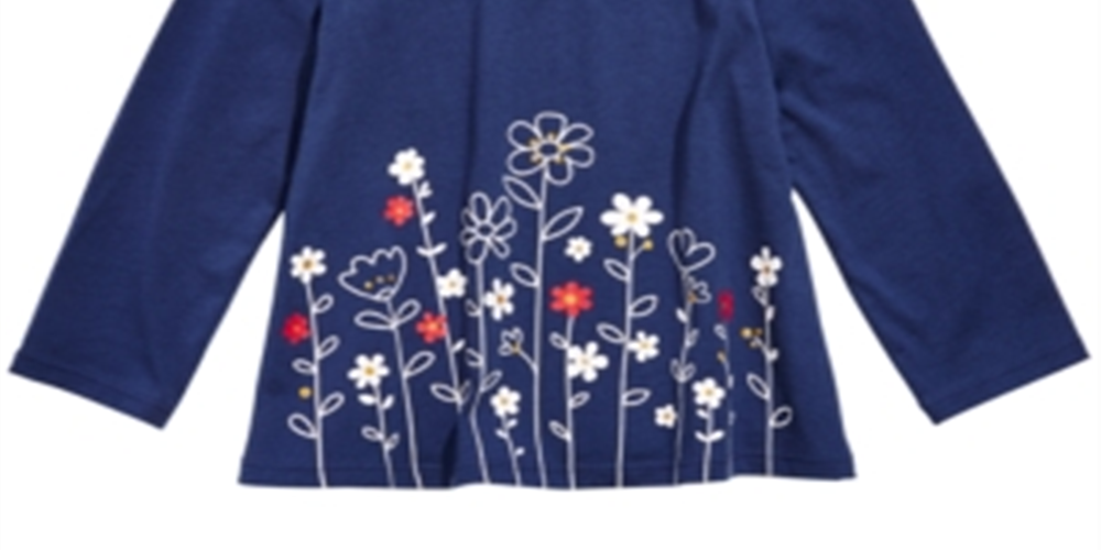 First Impressions Baby Girl's Flower Border Tunic T-Shirt Blue Size 3-6 Months