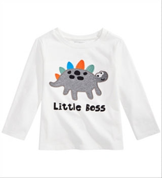 First Impressions Toddler Boy's Little Boss Dinosaur Print Cotton T-Shirt  White Size 3T