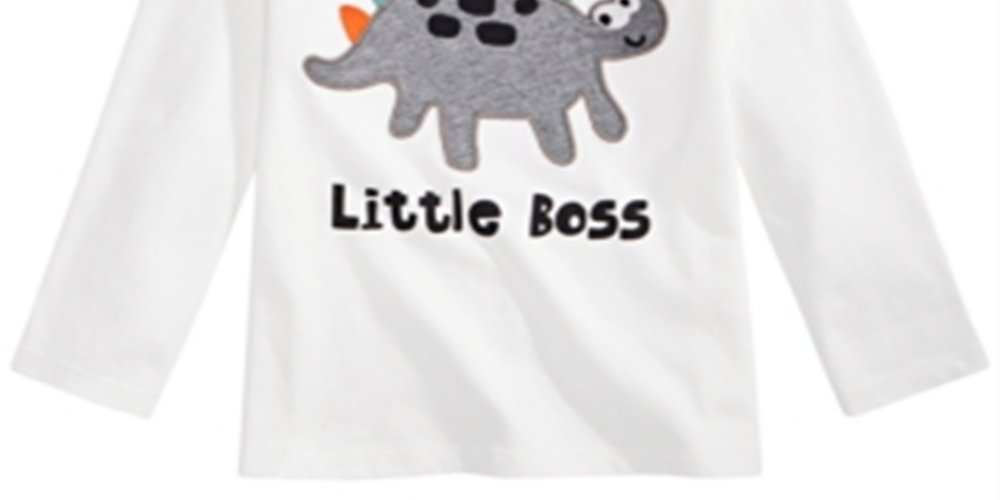 First Impressions Toddler Boy's Little Boss Dinosaur Print Cotton T-Shirt  White Size 3T