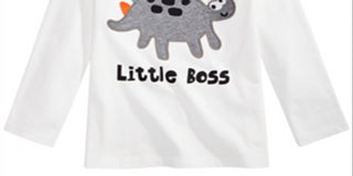First Impressions Toddler Boy's Little Boss Dinosaur Print Cotton T-Shirt  White Size 3T
