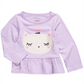 First Impressions Baby Girl's Cotton Caticorn Peplum Hem T-Shirt  Purple Size 24 Months
