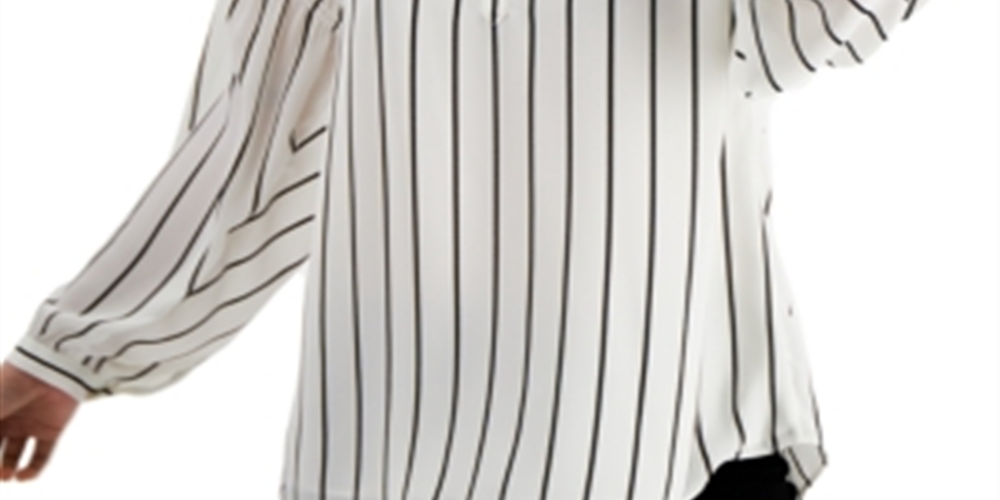 Alfani Women's Striped Henley Top White Size XX-Large