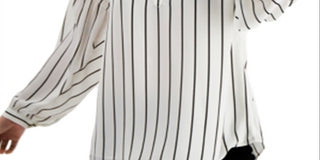 Alfani Women's Striped Henley Top White Size XX-Large