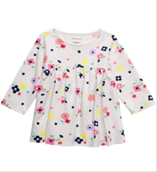First Impressions Baby Girl's Cotton Long Sleeve Floral Print Tunic Gray Size 3-6 Months
