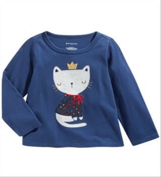 First Impressions Baby Girl's Cotton Cozy Cat T-Shirt Blue Size 3-6 Months
