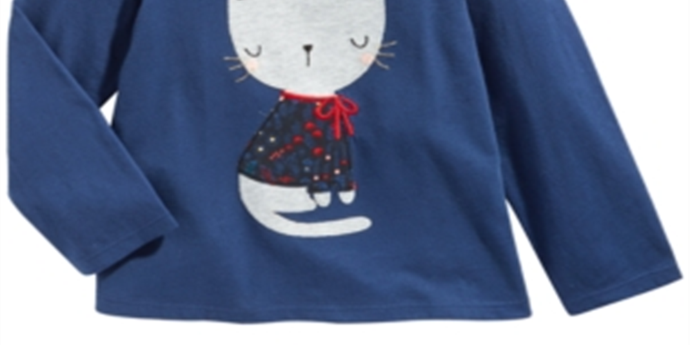 First Impressions Baby Girl's Cotton Cozy Cat T-Shirt Blue Size 3-6 Months