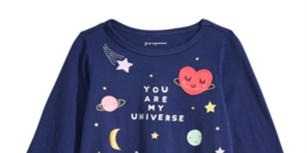 First Impression Baby Girl's Cotton Long-Sleeve Universe T-Shirt  Blue Size 6-9 Months
