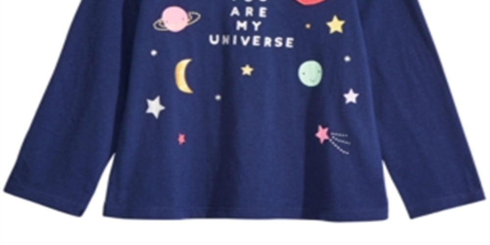 First Impression Baby Girl's Cotton Long-Sleeve Universe T-Shirt  Blue Size 6-9 Months