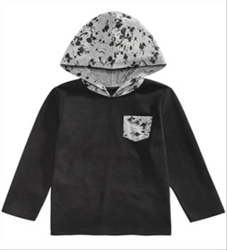 Epic Threads Toddler Boy's Colorblocked Splatter Print Thermal Knit Hooded T-Shirt Black Size 2T