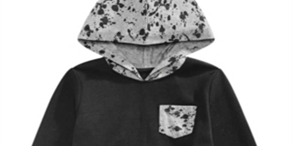 Epic Threads Toddler Boy's Colorblocked Splatter Print Thermal Knit Hooded T-Shirt Black Size 2T