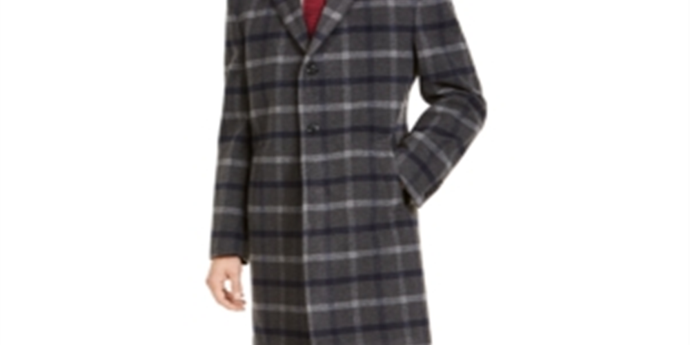 Tommy Hilfiger Men's Addison Wool Blend Modern Fit Top Coat Gray Size 46