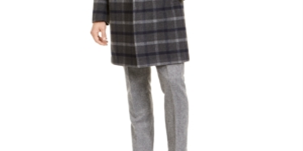 Tommy Hilfiger Men's Addison Wool Blend Modern Fit Top Coat Gray Size 46