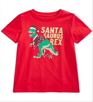 Epic Threads Little Boy's Santa Saurus-Print T-Shirt Red Size 5