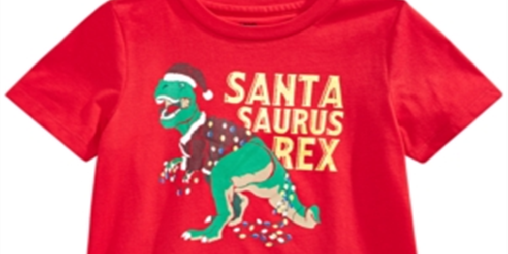 Epic Threads Little Boy's Santa Saurus-Print T-Shirt Red Size 5