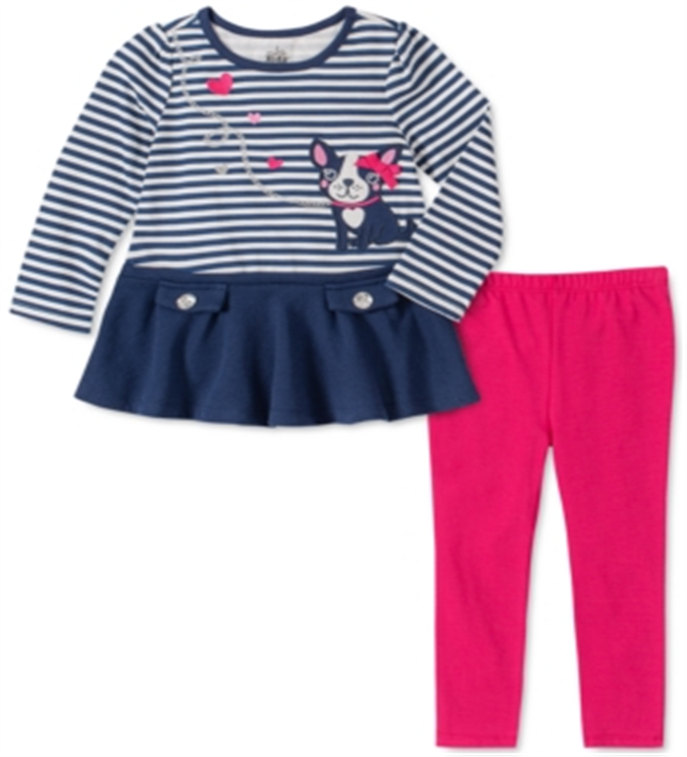 Kids Headquarters Baby Girl's 2 Pc Striped Dog Tunic & Leggings Set Red Size 12 Months