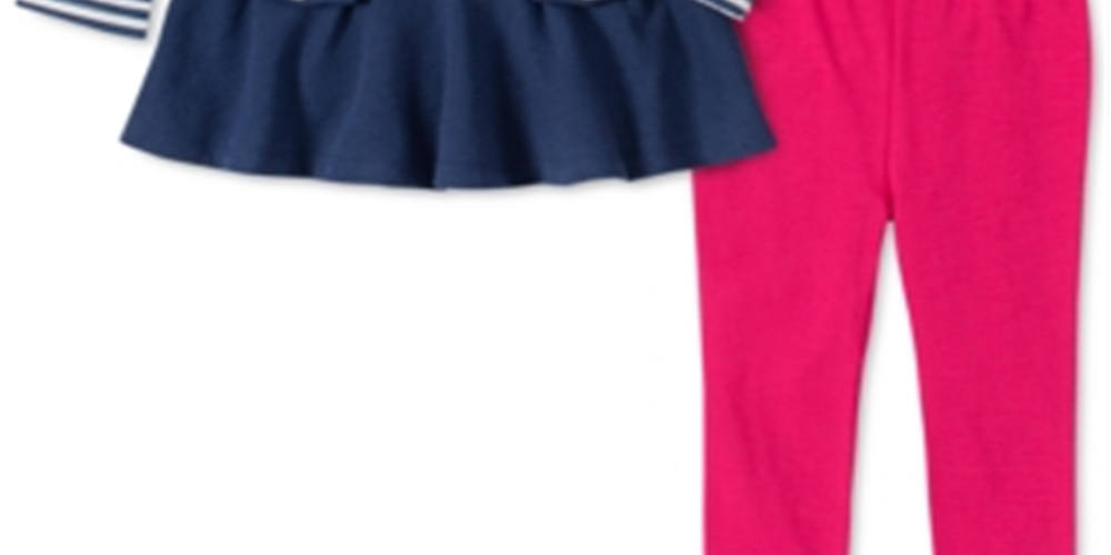 Kids Headquarters Baby Girl's 2 Pc Striped Dog Tunic & Leggings Set Red Size 12 Months